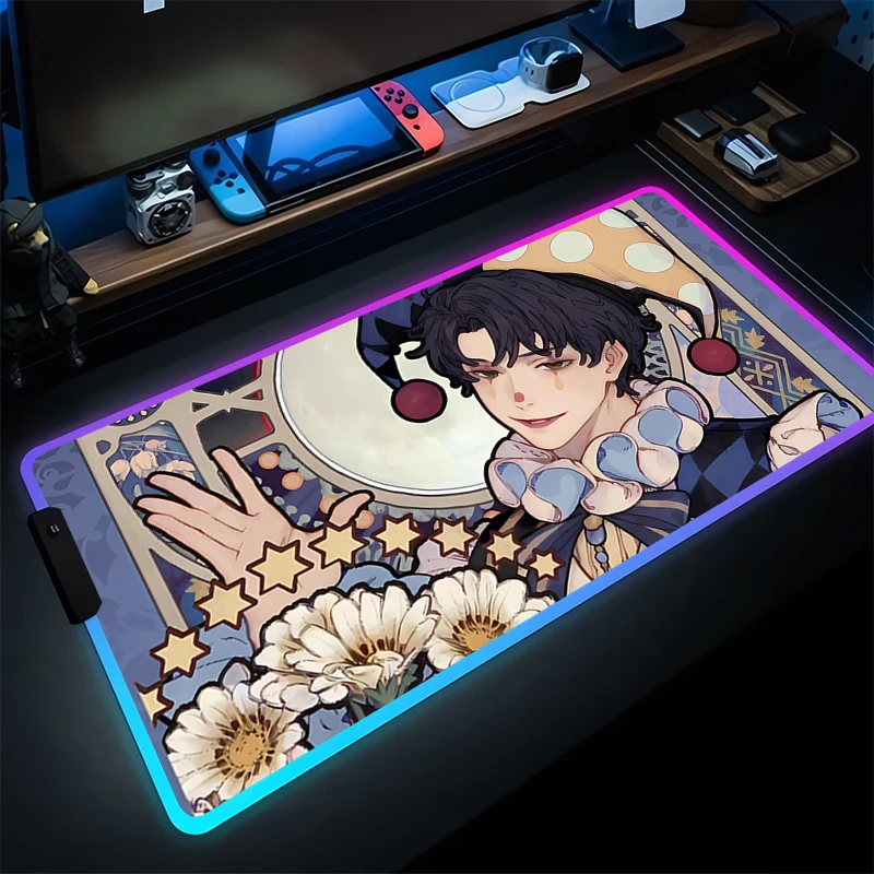 Alas Mouse Keren Gaming RGB Aksesori Komputer Alas Keyboard LED Laptop Lord of the M-mysteries Alas Meja Panjang Anime Mousepad