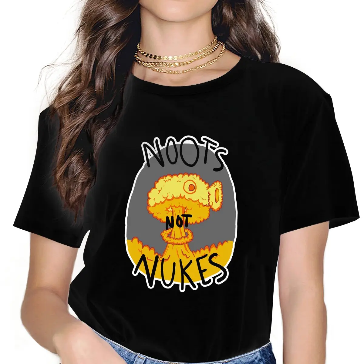 

Noots Not Nukes Women Tshirts Noot Noot Aesthetic Vintage Female Clothing Loose Graphic Clothes