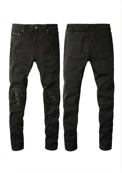 Skinny Hole Jeans for Men Vintage Pencil Pants Straight Ankle Length Trousers Washed Distressed Denims 2024 Autumn Streetwear