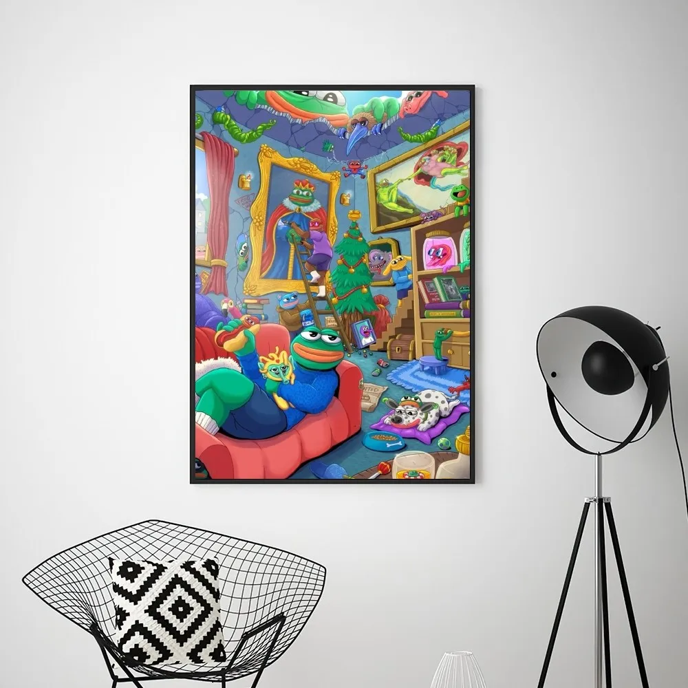 Cartoon P-Pepe the Frog funny Poster Prints Wall Pictures Living Room Home Decoration