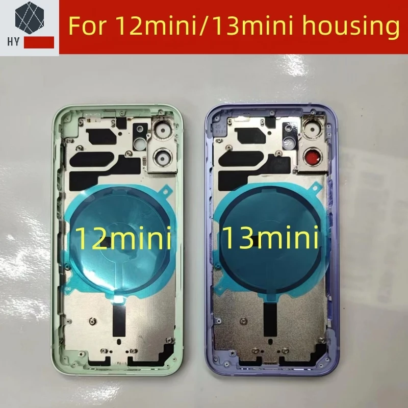 Battery Back Housing Glass Cover + Middle Frame + SIM Tray + Side Key Parts for iPhone 12 Mini 13 Mini