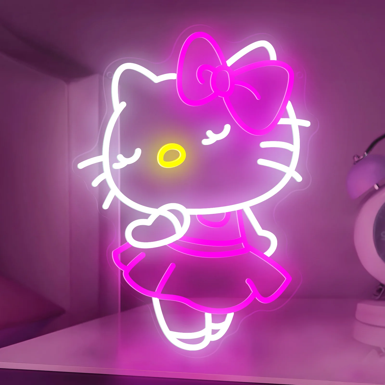 

Hello Kitty Neon Sign for Wall Decor LED Night Light for Nursery Bedroom Wedding Birthday Decor Sanrio Cute Dimmable USB Lamp