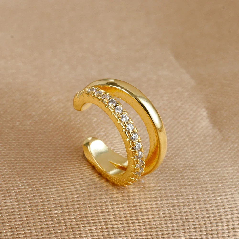 1PC Vintage Gold Color Crystal Zirconia Ear Cuff Non-Piercing Fake Cartilage Clip Earrings For Women Men Creative Trend Jewelry