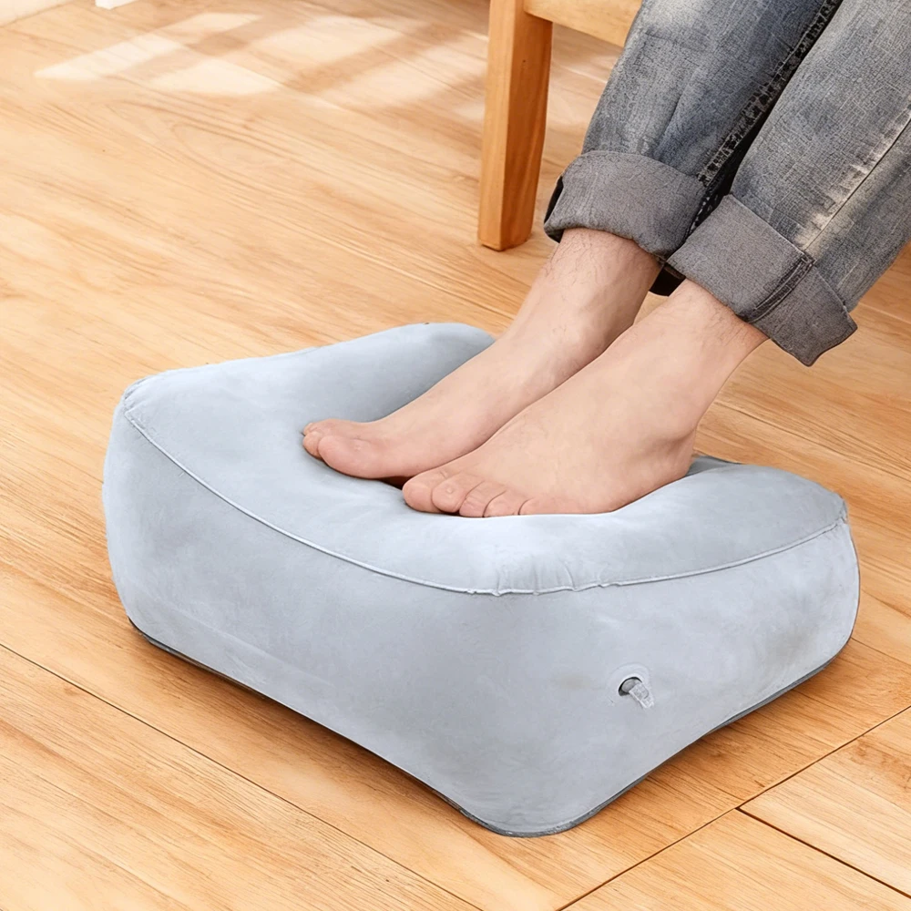 PVC Inflatable Foot Rest Pillow Stool, Portable Soft Relax Foot Cushion Mat, Comfort Foot Stool For Home Office Car Plane Travel