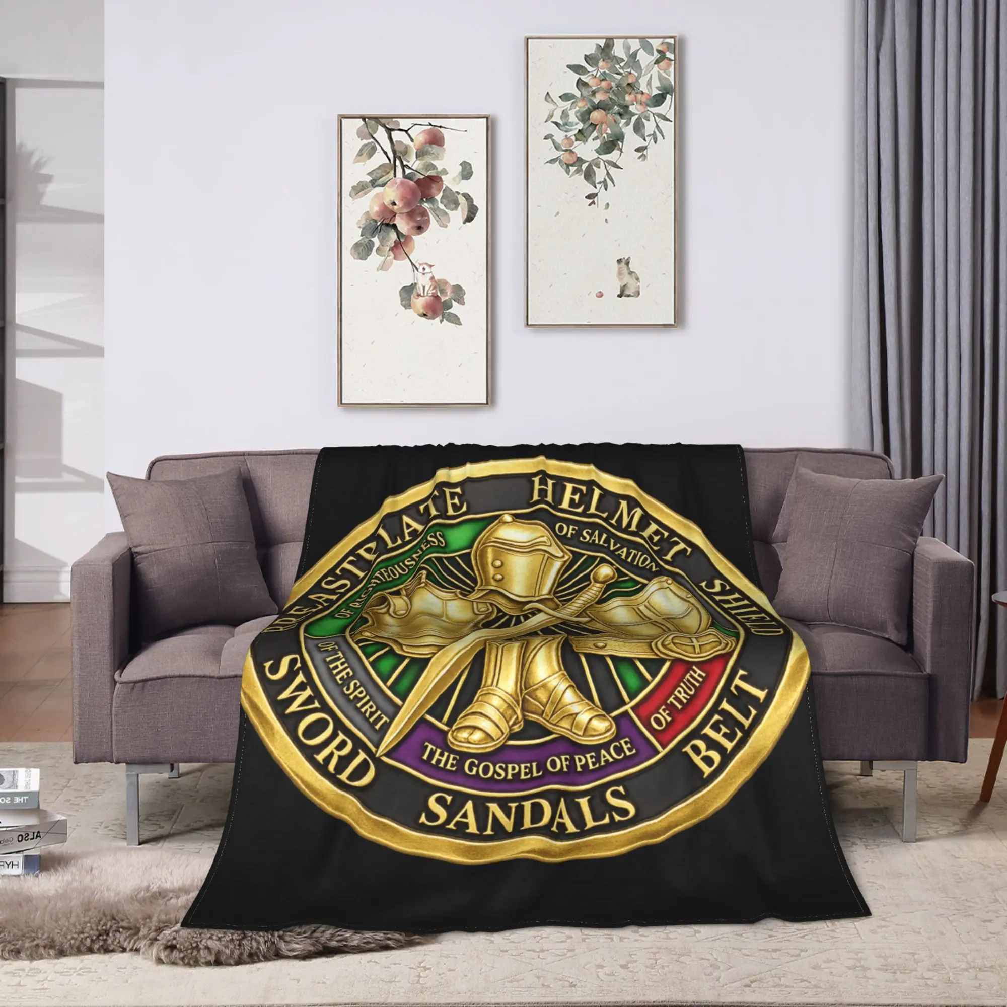 Put on The Whole Armor of God Soft Blanket  Girls Boys Plush Bedding Throws Pattern Living Room Flannel Bedspread Sofa Bed Cover
