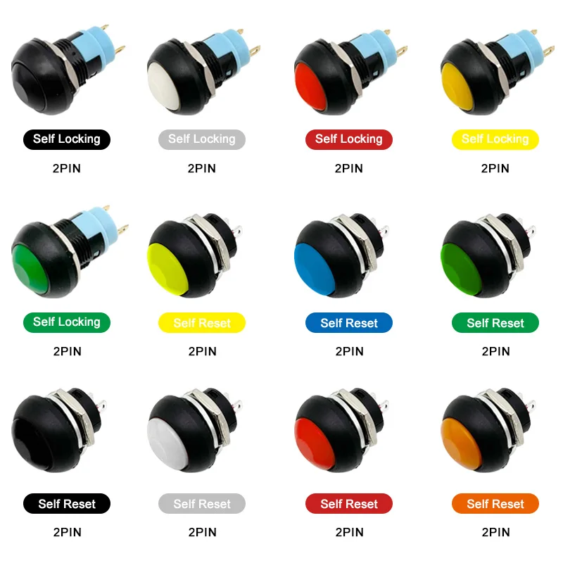 

5/20/100PCS PBS-33B Self Reset Mini Round Switch 12mm Momentary Push Button Switch SPST NO 2Pin 1A DC12V