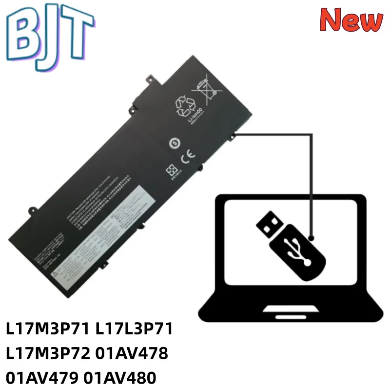 11.58V 57Wh Laptop Battery L17M3P71 L17L3P71 01AV480 01AV479 01AV478 New for Lenovo ThinkPad T480S Series SB10K97620 SB10K97621