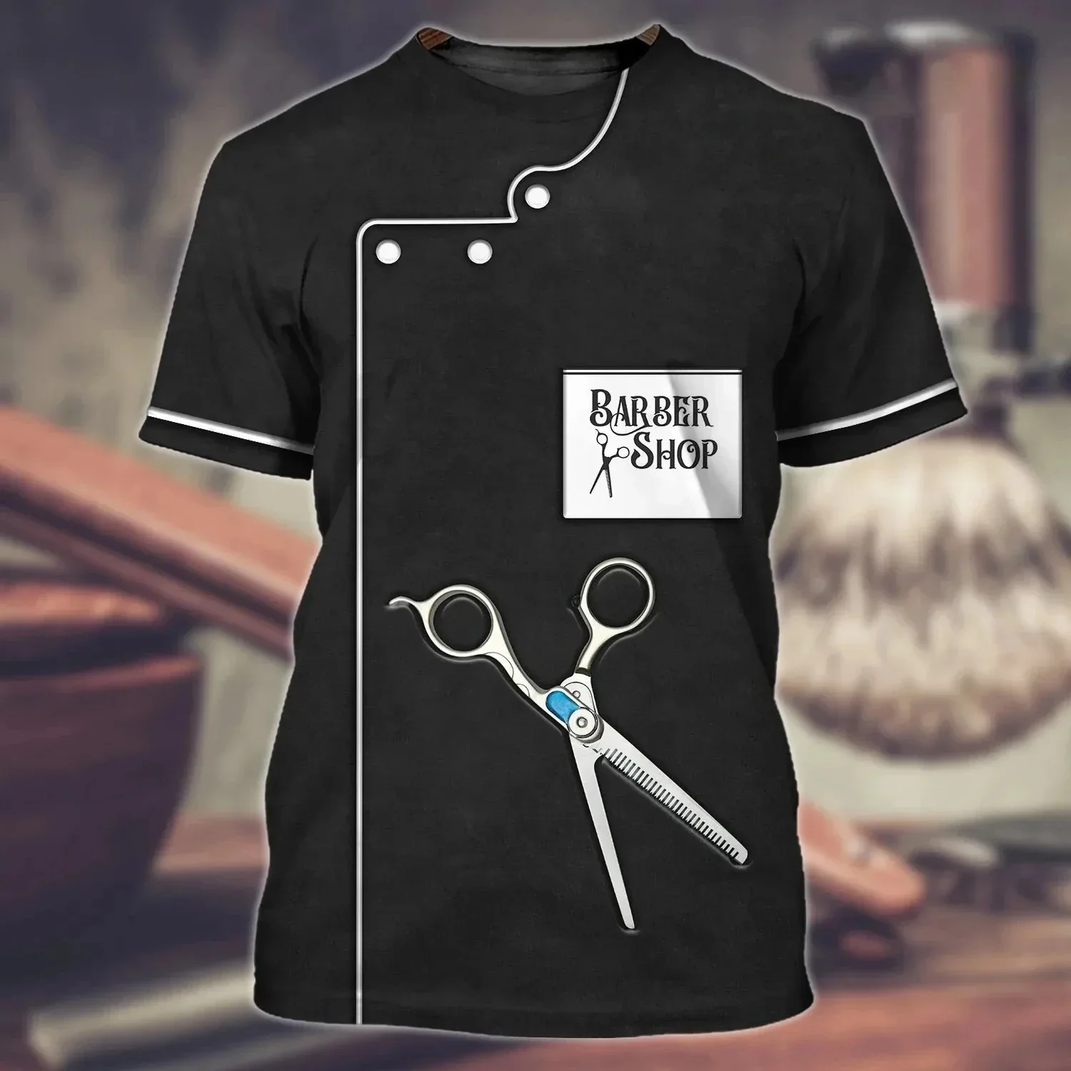 Barber Professional Work Clothes 3D Printed T-Shirt Men\'S And Women\'S Vintage Crew Neck Short Sleeve Street Hip Hop Fun TShirt
