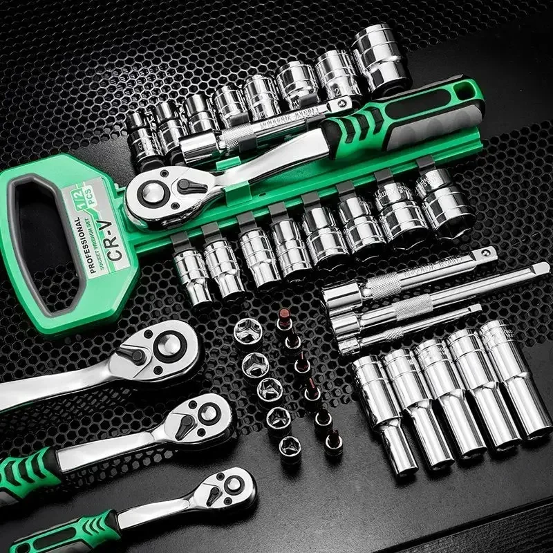 Ratchet Wrench 72 Teeth CRV 1/4“ 3/8” 1/2” Car Repairman Garage Auto Repair Socket Car Auto Repair Tool Wrench Set