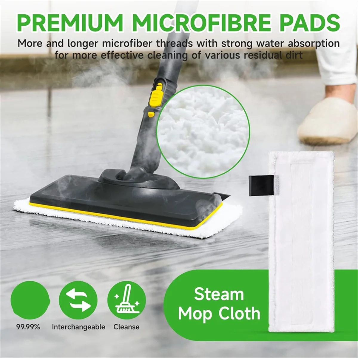 A78E-Accessories for Karcher Steam Cleaner Easyfix SC2 SC3 SC4 SC5, Microfibre Cloth Set and Floor Nozzle Round Brushes