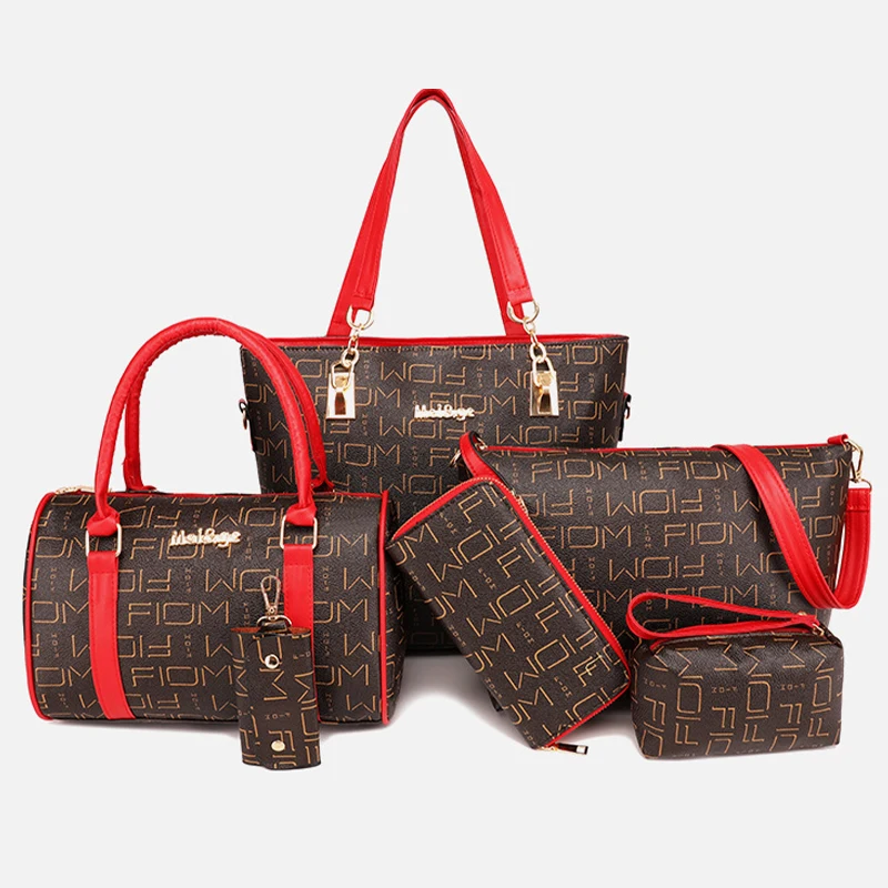 6 Piece Women Handbag Purse Set