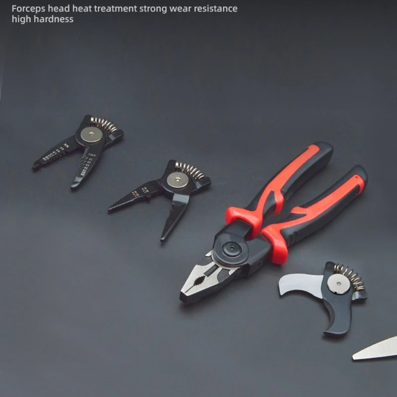 5 in 1 Wire Stripping Pliers For Electricians Replaceable Cable Wire Cutter Multifunctional Pliers Non-Slip Handle Tool