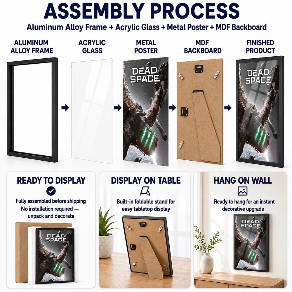Dead Space Video Game Framed Metal Poster Personalized Photo Nebula Dream Style Wall Art For Media Room Premium Collector Gift