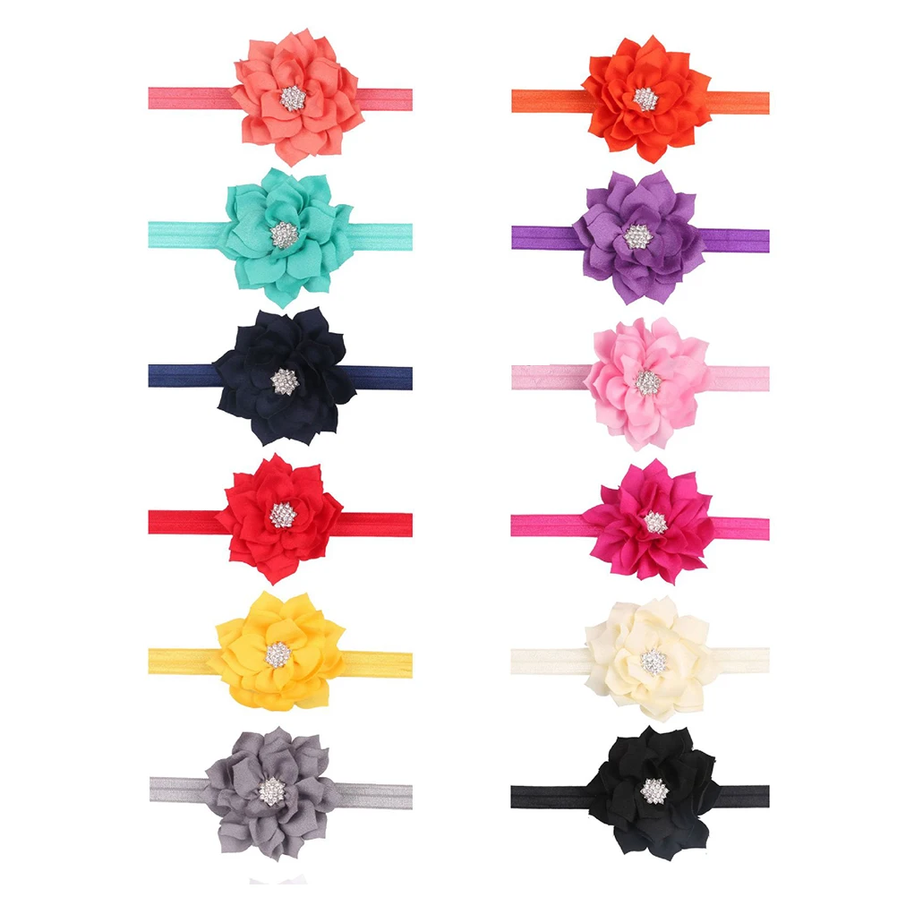 

12 Pcs Rhinestone Headband Headbands for Kids Girls Hair Ribbon Infant European American