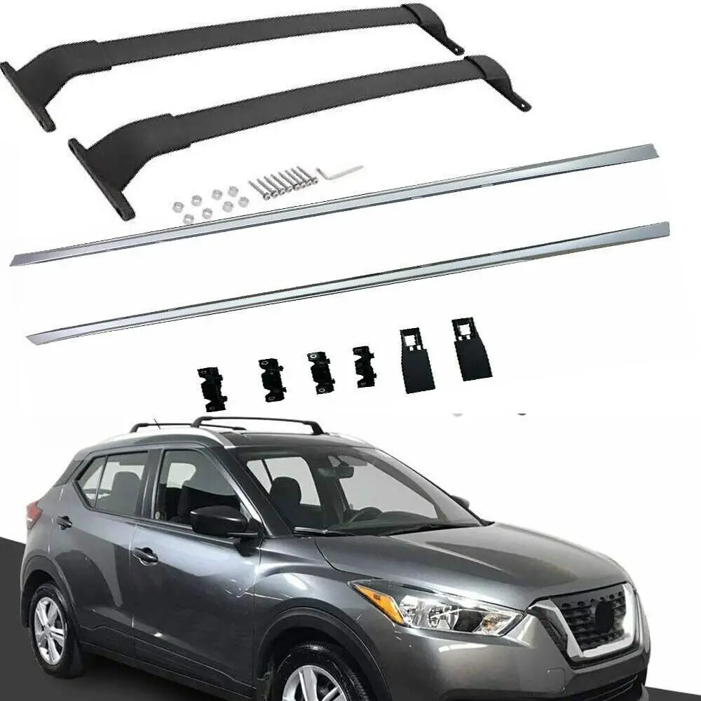 4Pcs Fits for Nissan Kicks 2017-2021 Roof Rail Rack Side Rail Bar Cross Bars