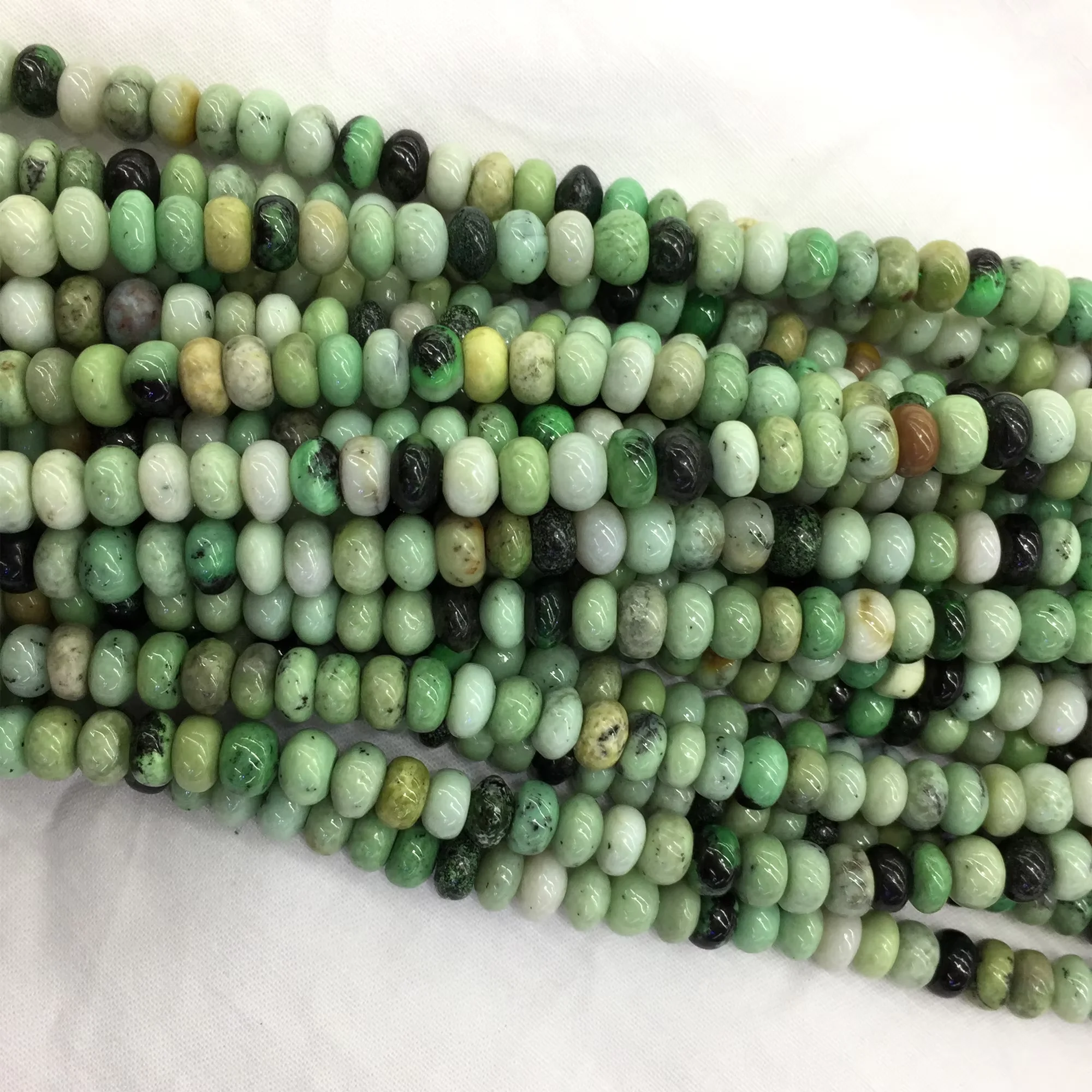 

Natural Genuine Green Hydrogrossula Garnet Rondelle Necklaces or Bracelets Beads 15"