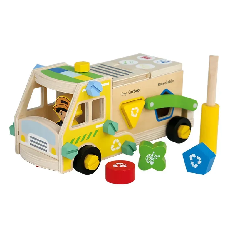 Wooden Toys Pretend Play Tools Construction Nut Screw Disassembly Assembly Toolbox  Educational Toys for Boy
