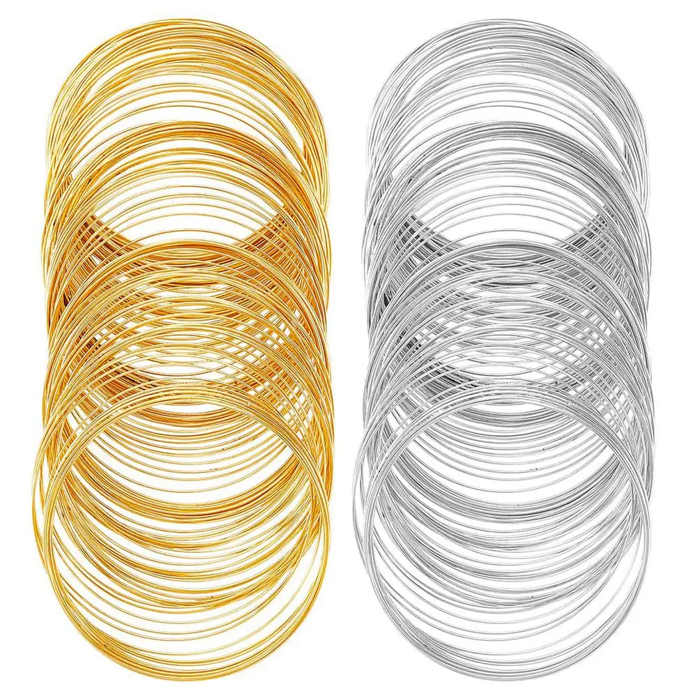 200 Loops Memory Wire Bracelet Bulk Jewelry Memory Wire Cuff Bangle Gold Silver Steel Beading Wires