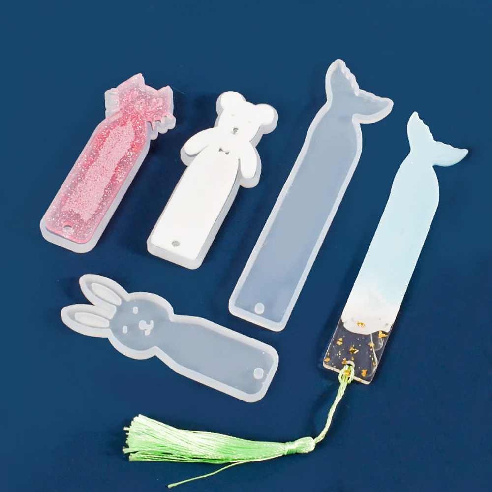 Silicone world Rectangle Silicone Bookmark Mold DIY Cute Animals Bookmark Mould Making Epoxy Resin Jewelry Craft Silicone Mold - Image 4