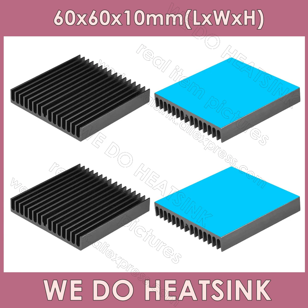 

WE DO HEATSINK 60x60x10mm Without or With Thermal Pad Silver / Black Extruded Electronic Radiators Heatsink for GPU IC Chip