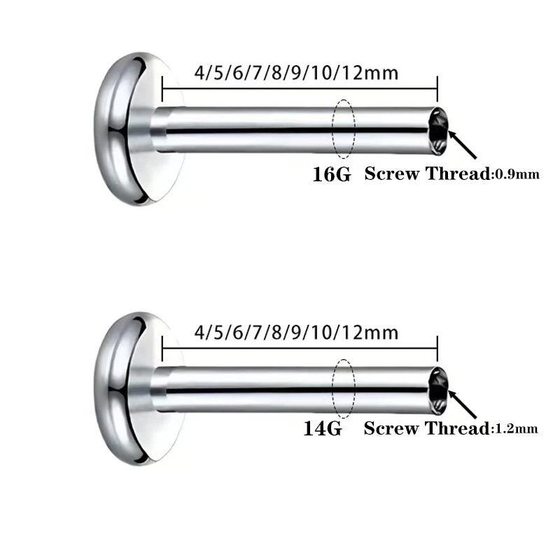 G23 Titanium Internally Threaded Lip Bar  Piercing Ear Cartilage Helix Tragus Stud  Earring Flat Backs Replacement Body Jewelry