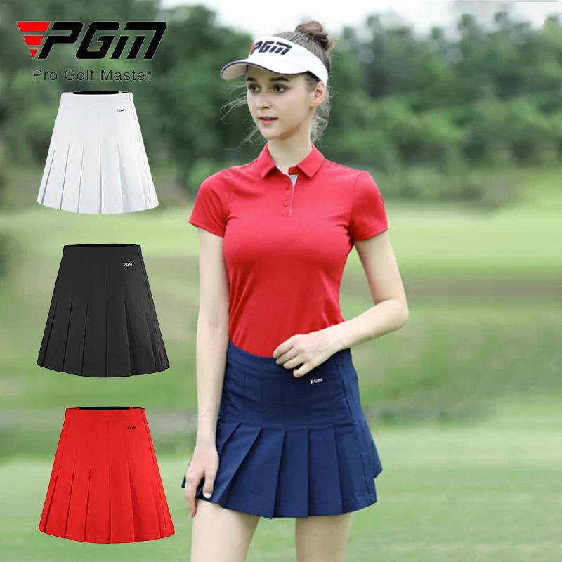 

PGM Women High Waist Golf Short Skirt Ladies Elastic Waistband Pleated Skirt Girls Anti-exposure Pantskirts Slim Golf Skorts