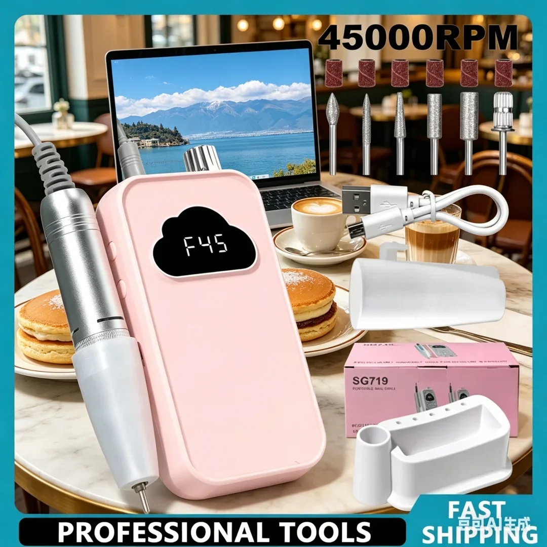 

Cultivated 45000RPM Electric Nail Drill Rechargeable Electric Portable Nail Sander File for Gel Nails Polishing Elegant Salon