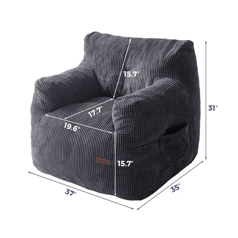 Modern Lazy Sofa Recliner Chair Portable Indoor/Outdoor Bean Bag Sofa Bed with Plush Fabric for Adults