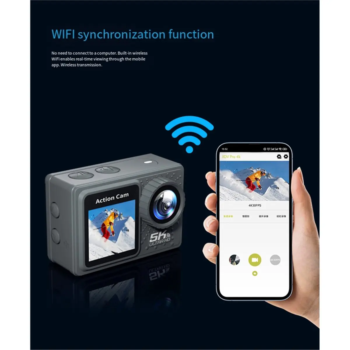 

5K Action Camera with Front LCD & Touch Screen,EIS 100FT Waterproof Underwater Camera 5X Zoom Sports Camera Accessories