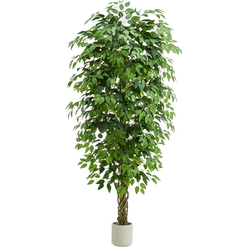 

Напольное растение из искусственного шелка, реалистичный высокий искусственный фикус, большой горшок с плетеным стволом, пышные и зеленые листья