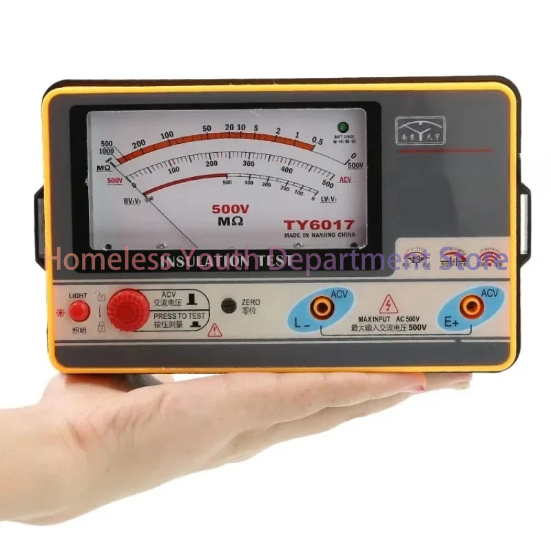 TY6017/TY6018/TY6045 Insulation Resistance Meter Megohmmeter 500V 1000V Megger Ground Tester Pointer Multimeter Type Voltmeter