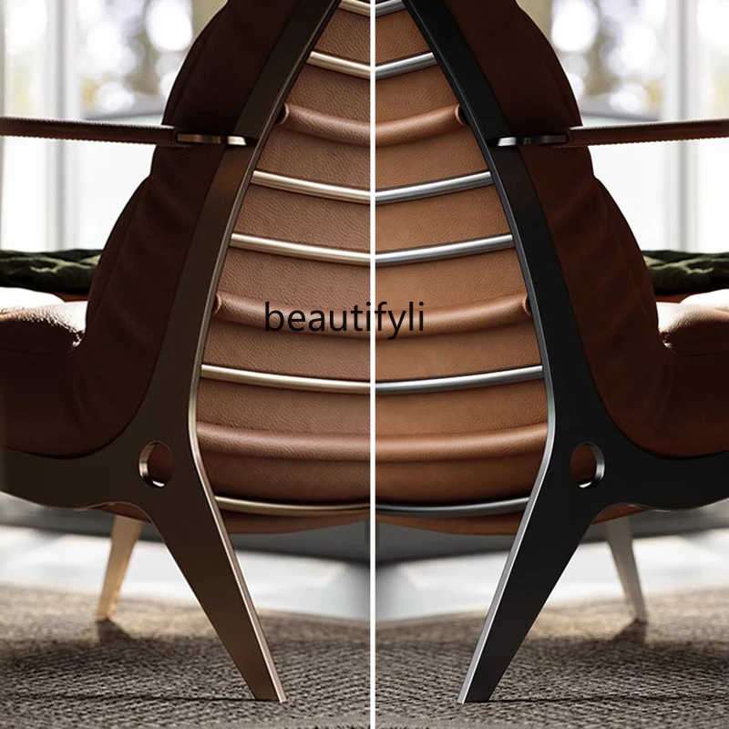 

A36 Leather single sofa chair light luxury high-end hotel Italian living room leisure chair