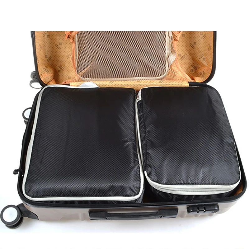 Travel Compressible Packing Cubes Storage Bag Foldable Waterproof Travel Suitcase Nylon Portable With Handbag Luggage Organizer