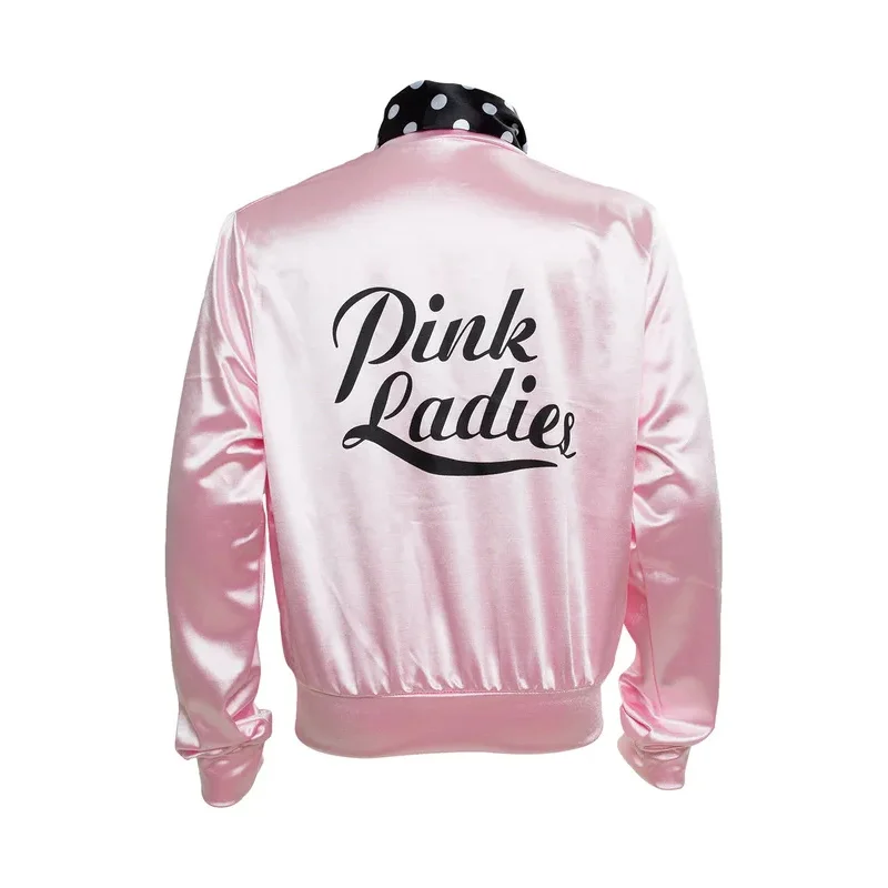 Disfraz de Cosplay de engrase The Pink para mujer, chaqueta de animadora de fantasía Retro, tela para fiesta de carnaval y Halloween