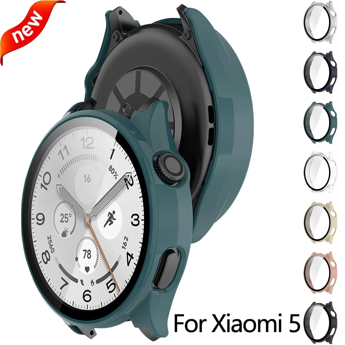 

Чехол для Xiaomi Watch 5 + закаленное стекло, жесткий чехол из поликарбоната, защита от царапин, бампер для Miband 5, интегрированная защитная пленка, аксессуары для часов