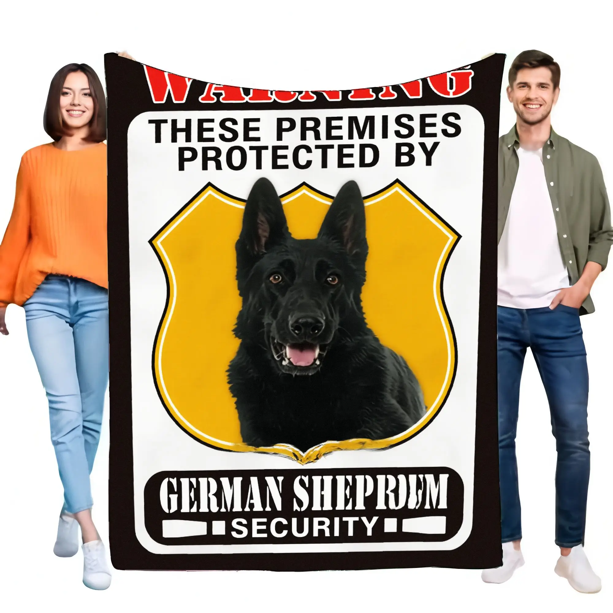 German Shepherd Security Blanket Soft Cozy Throw Pet Lover Gift Home Decories Warning Protection Sign Stylish Lightweight Softne