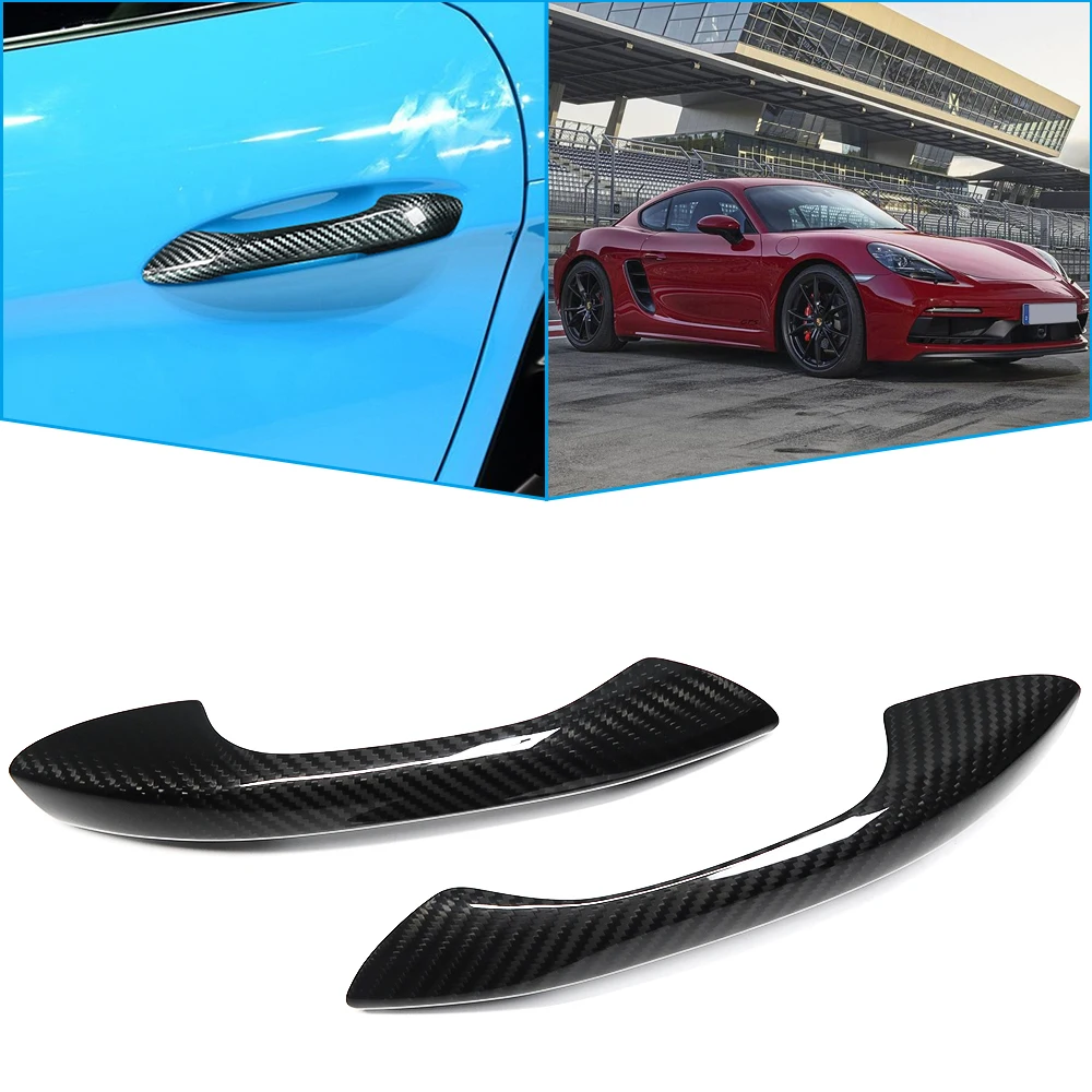 

For Porsche Boxster Cayman 982 2017-2021 Real Carbon Fiber Accessories Car Exterior Door Handle Cover Doorknob Shell