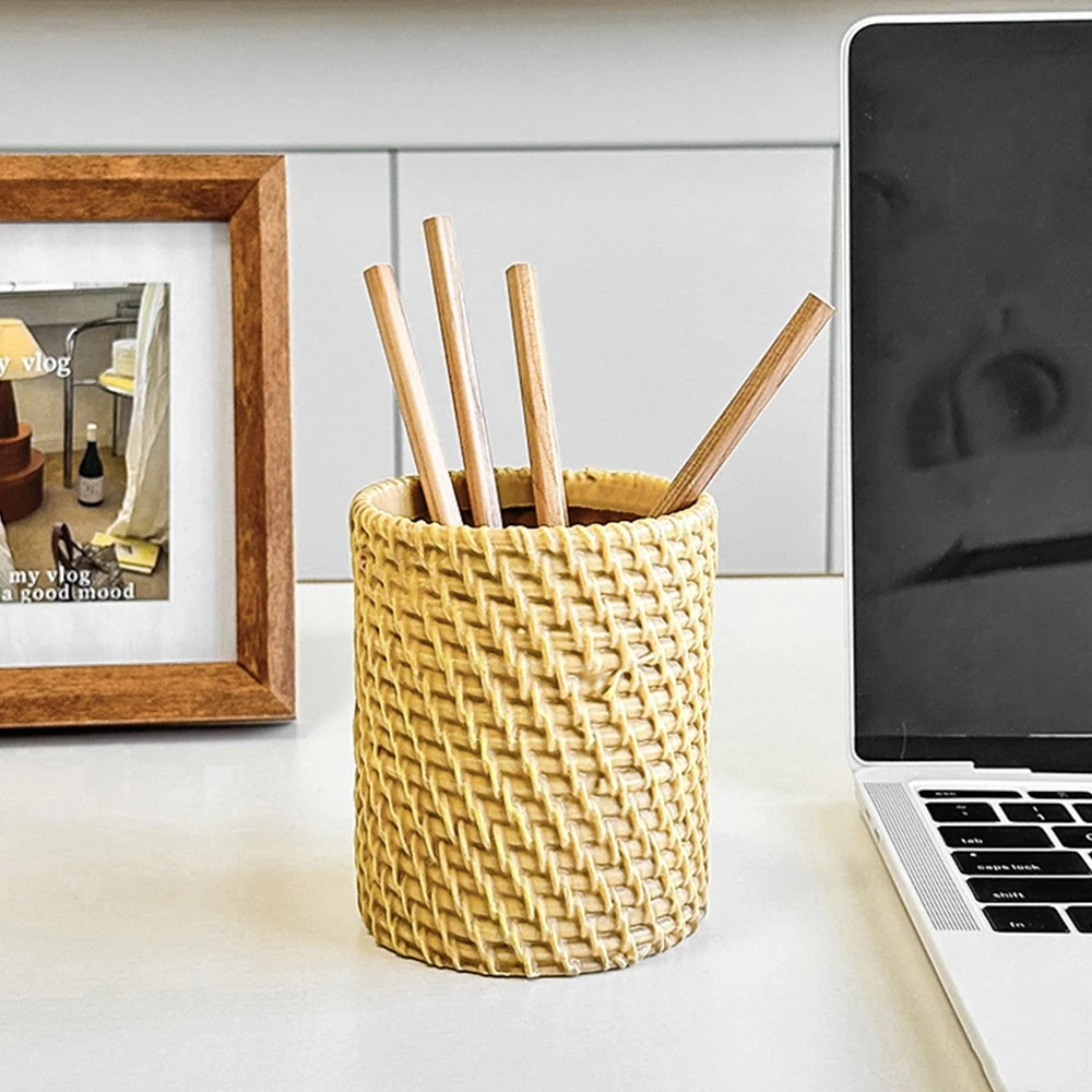 

Simple Vine Pen Holder Stationery Storage Home Office Rattan Pen Holder Plastic Minimalism Tableware Holder Desk Accessories