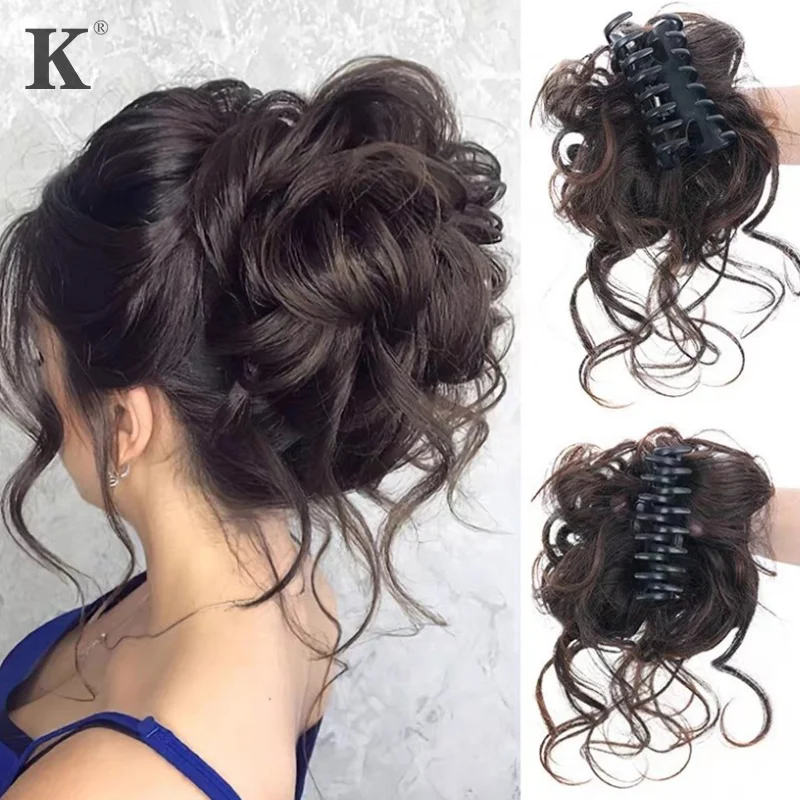 

Synthetic Hair Bun Chignon Messy Curly Gripping Clip Hairpin Elastic Scrunchy False Hair Pieces For Women Hairpins