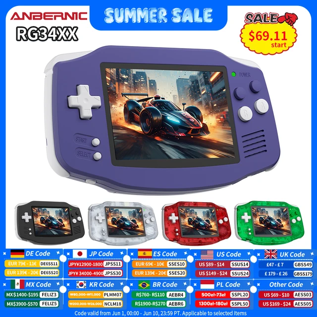 Konsola przenośna Anbernic RG 34XX z ekranem IPS 3.4” 720*480, Linux 64-bit, bateria 3500mAH, Bluetooth, RG34XX Retro Video Gaming Players