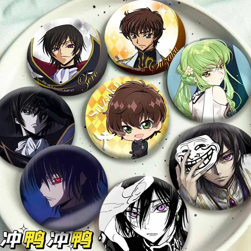 Anime Figure Lelouch Lamperouge Suzaku C.C. Kallen Button Pins Cartoon Role Playing Badges Bag Clothes Decor Brooch Accessories