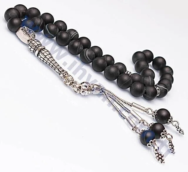 IQRAH Agate Stone Rosary (925 SETTING SILVER 8mm)