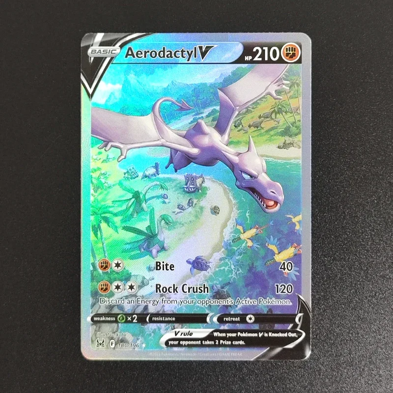 

Коллекционная карточка PTCG Proxy 2022 P.M EN Aerodacty V 180, редкая, одиночная, классическая игровая аниме-карточка, подарок, игрушка