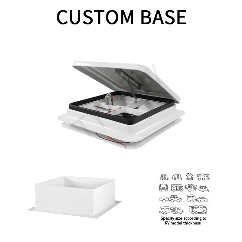 TYTXRV 14-Inch DC12V 420X420mm RV Roof Vent Fan With Insect Net Manual Control Singe Fan Exhaust Fan White Lid