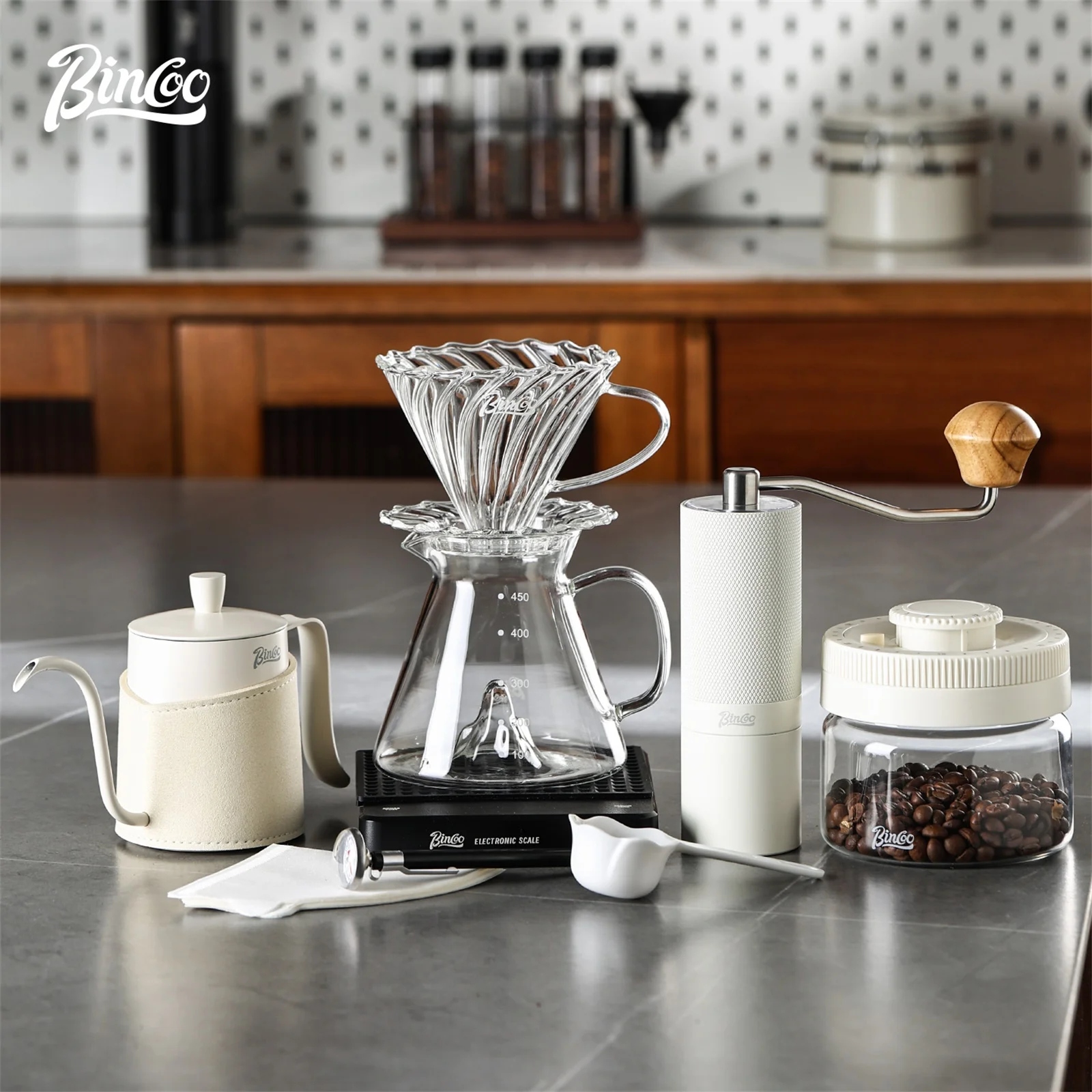 Picture 7: BINCOO Pour Over Coffee Dripper Set 450ml Glass Sharing Pot Funnel Drip Coffee Maker Hand Brew Cup Coffee Set with Filter Paper