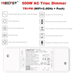 Miboxer TRI-PW 500W AC triak ściemniacz (WiFi + 2.4GHz + Push) z regulacją jasności Tuya Google Home Alexa Triac lampy LED z możliwością przyciemniania