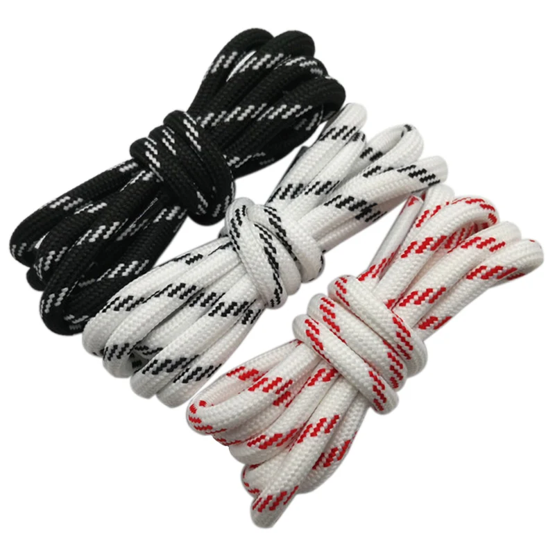 Weiou 5.5mm Outdoor Hiking Sports Dad Shoelace Striped Polyester Shoestring Round Laces Factory Direct Operation Bootlaces Black