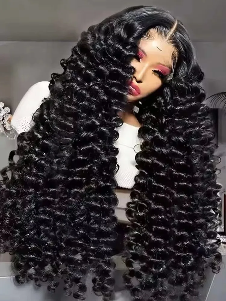 Loose Deep Wave Lace Front Human Hair Wigs 40 42 Inch 13x6 HD Lace Frontal Brazilian Curly Wigs Natural Looking For Women