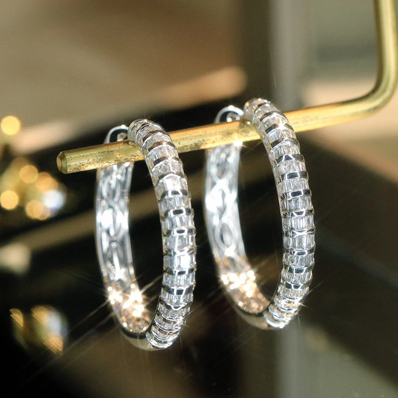 Aazuo Luxus Schmuck Echt 18K Weißgold Natrual Diamanten 1,70 ct Große Runde Haken Ohrringe Geschenk Für Frauen Hochzeit party Au750