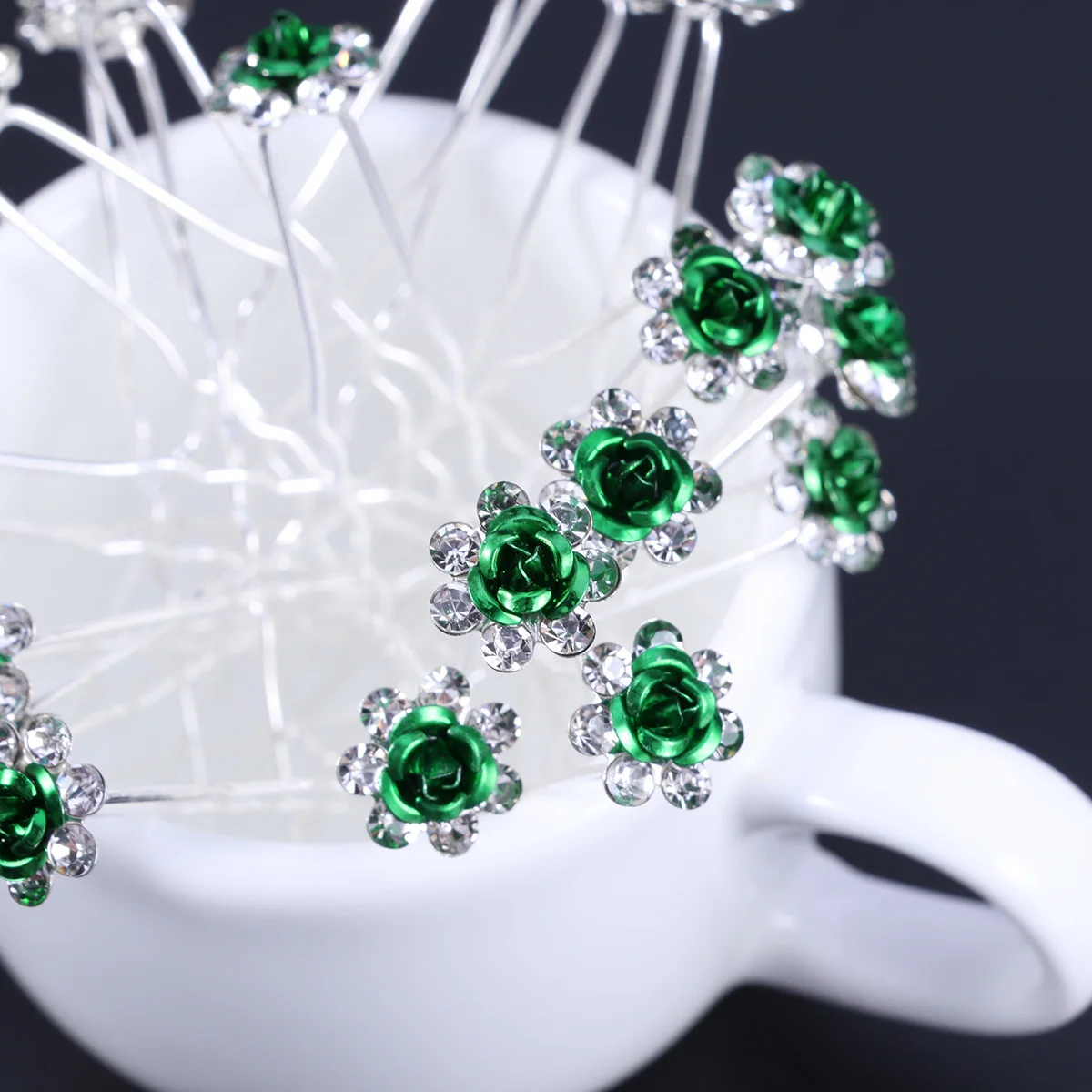 20 قطعة دبوس الشعر حجر الراين اكسسوارات الزفاف مقاطع الزخرفية وصيفات الشرف النساء الشعر عصا زهرة نمط هدايا الزفاف اليومية #5